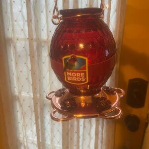 Red Glass Hummingbird Feeder
